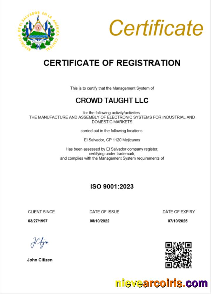 El Salvador certificate of registration